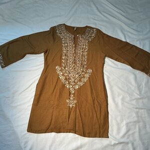 Embroidered Brown Tunic Top 1made in Pakistan